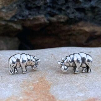 Sterling Rhino Stud Earrings