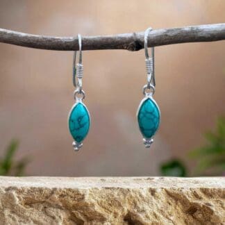 an image of a pair of Petite Marquise Turquoise and Sterling Silver Earrings