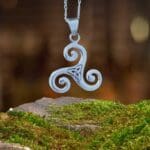 an image of a Sterling Silver Triskele Pendant with Triquetra Knot in Center