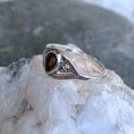 an image of a side view of a Dainty Teardrop Smoky Topaz Sterling Silver Ring