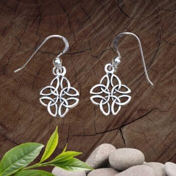 an image of a pair of Interwoven Sterling Silver Triquetra Celtic Earrings with dangle