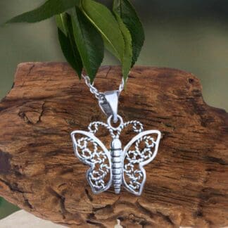 an image of a Dainty Sterling Silver Filigree Butterfly Pendant