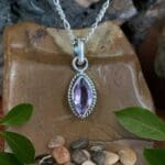 an image of a Petite Amethyst Marquise and Sterling Silver Pendant