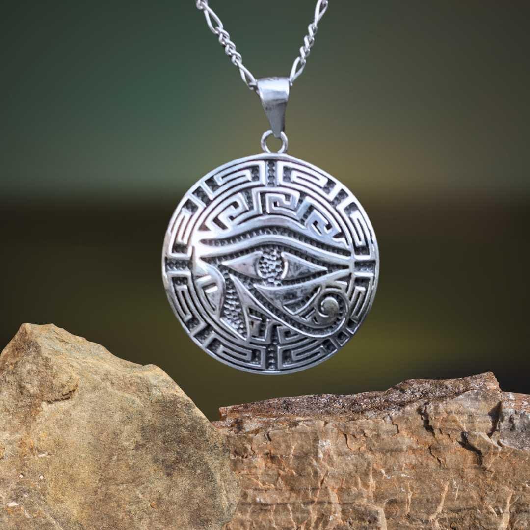 an image of a round Eye of Horus Sterling Silver Pendant