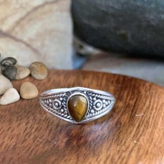 an image of a Teardrop Tiger's Eye and Sterling Silver Ring