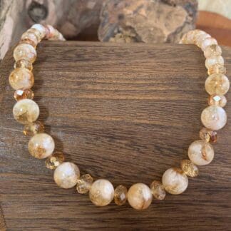 An image of a Cloudy Round and Faceted Citrine Beaded Necklace
