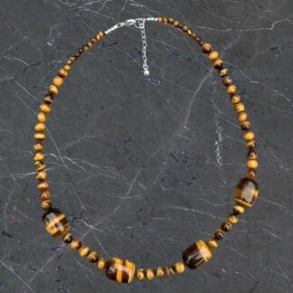 an image of a Barrel and Round Tiger's Eye Beaded Necklace