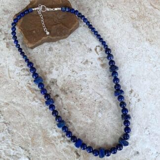 an image of a Beaded Lapis Lazuli and Sterling Silver Necklace