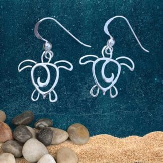 an image of a pair of Sterling Silver Sea Turtle Silhouette Earrings