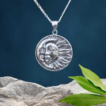 an image of a Celestial Moon and Sun Sterling Silver Pendant