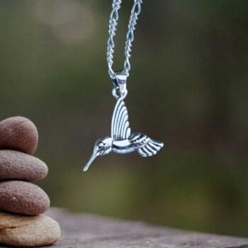 an image of a dainty Sterling Silver Hummingbird Pendant