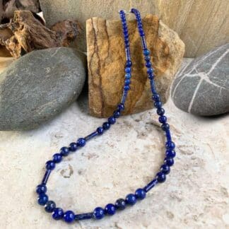 an image of a Lapis Lazuli Natural Smooth Chips and Beads Necklace