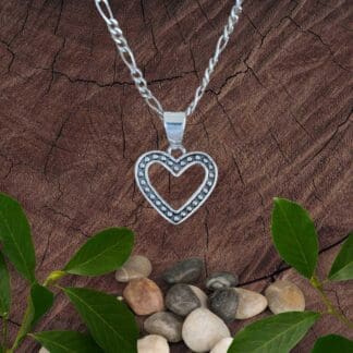 an image of a Petite Dotted Sterling Silver Open Hearts Pendant