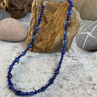 an image of a Lapis Lazuli Natural Smooth Chips and Beads Necklace