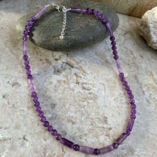 an image of an Amethyst Tubes and Round Beads Necklace
