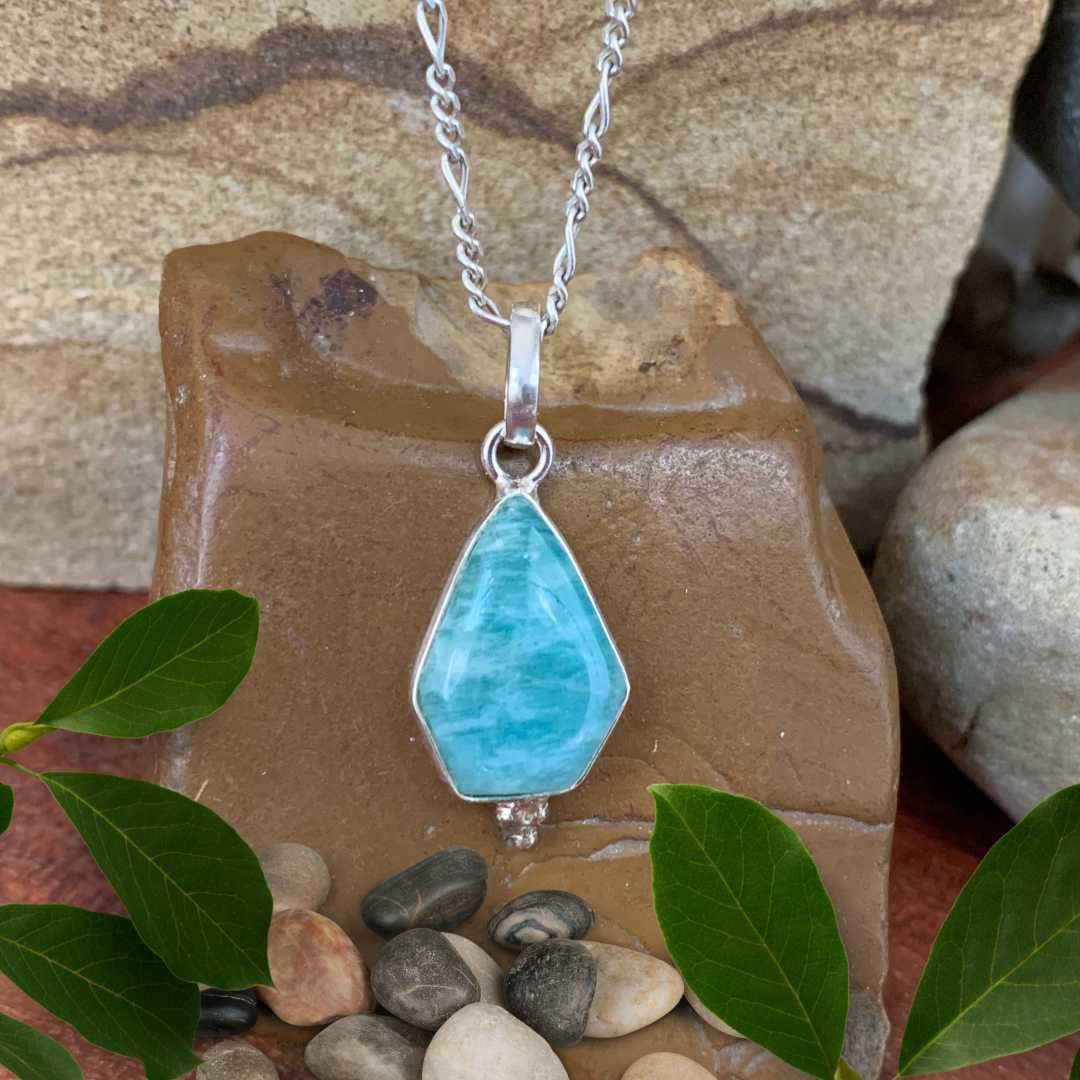 an image of a Geometric Amazonite and Sterling Silver Pendant