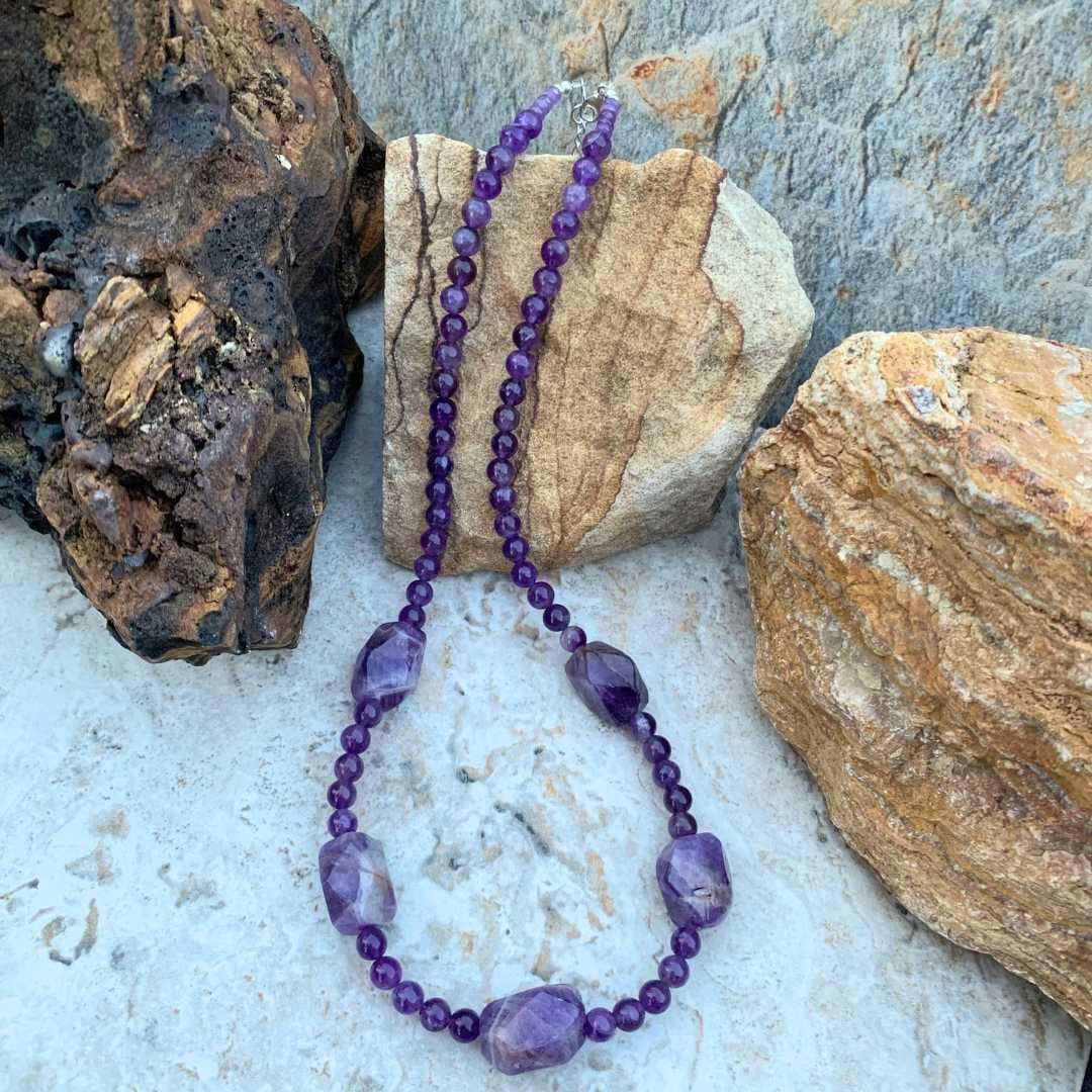 an image of an Amethyst Beaded Statement Necklace