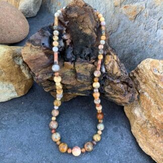 an image of a Crazy Lace Agate Beaded Necklace that is 20.5 inches long.