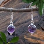 an image of a pair of Petite Round Amethyst and Sterling Silver Earrings