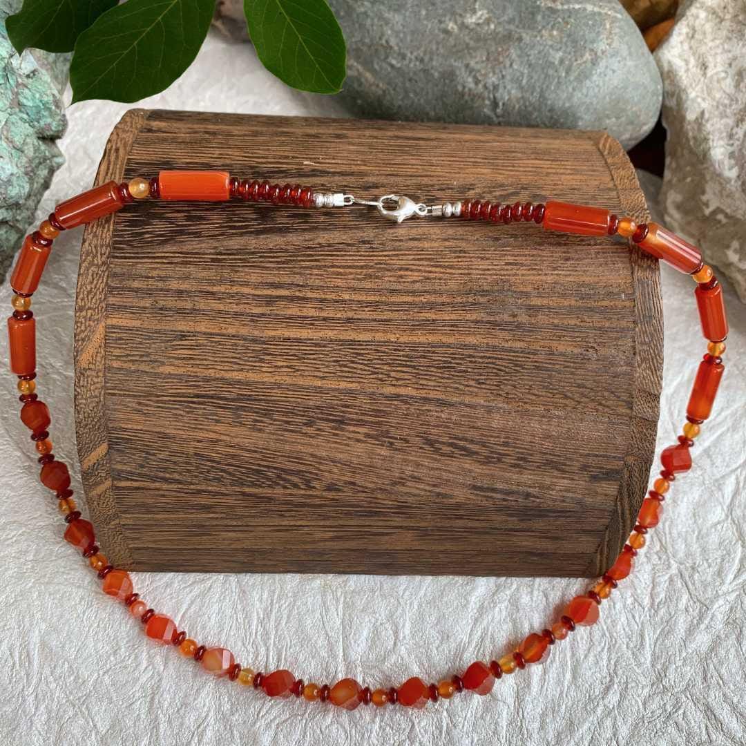 an image of a 19" long Mixed Carnelian Beaded Necklace