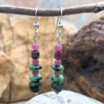 an image of a pair of Ruby Zoisite and Ruby Beaded Earrings