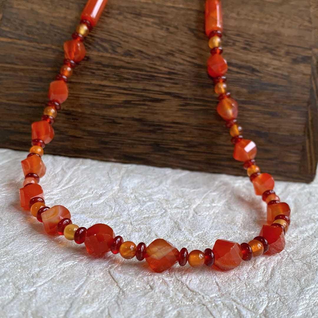 an image of a 19" long Mixed Carnelian Beaded Necklace