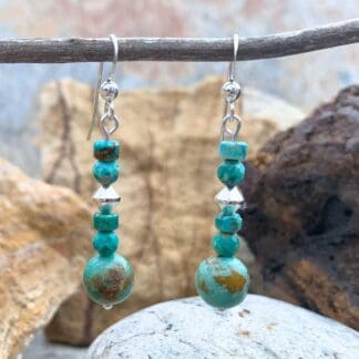 an image of a pair of Mixed Turquoise and Sterling Silver Beaded Earrings