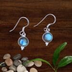 an image of a pair of Petite Round Labradorite and Sterling Silver Earrings