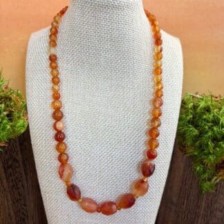 an image of a Faceted Oval Barrels Carnelian Beaded Necklace