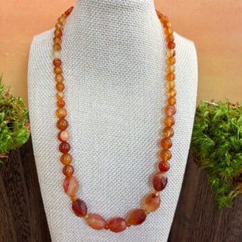 an image of a Faceted Oval Barrels Carnelian Beaded Necklace