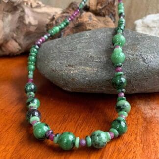 Ruby and Ruby Zoisite Mixed Beaded Necklace