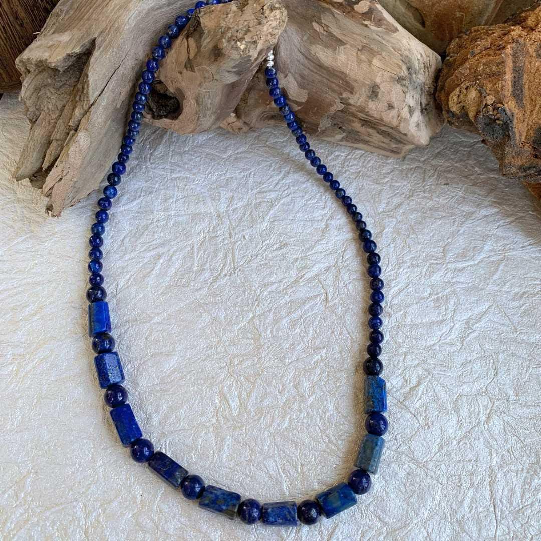 an image of a Natural Lapis Lazuli Tubes and Beads Necklace