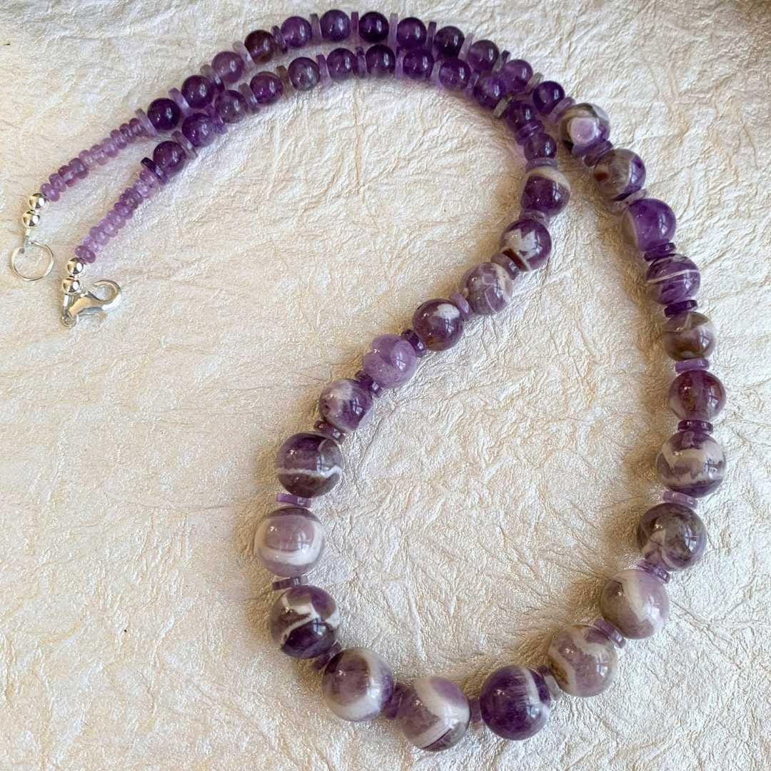 an image of a Amethyst and Chevron Amethyst Beaded Necklace