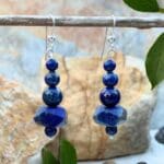 an image of a pair of dangly Lapis Lazuli Beaded Earrings