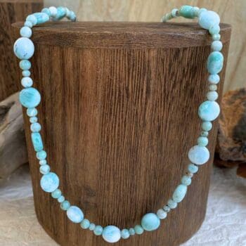 an image of a Larimar Coin Shaped Beads Necklace