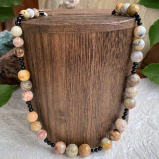 Crazy Lace Agate and Black Onyx Necklace