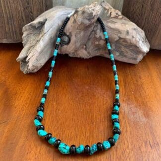 Mixed Turquoise and Black Onyx Beaded Necklace