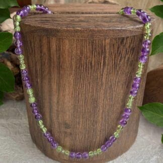 an image of a Amethyst and Peridot Beaded Necklace