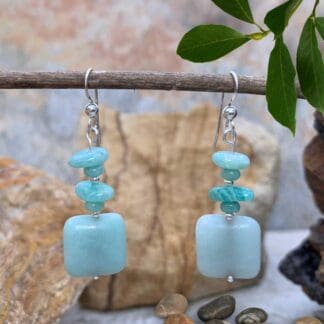 Square Amazonite Beaded Earrings