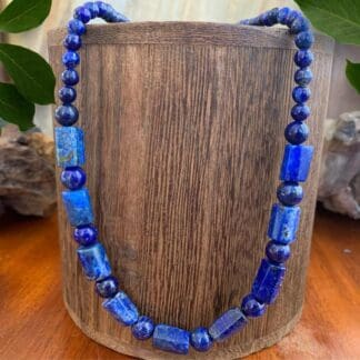 an image of a 21 inch long Natural Lapis Lazuli Tubes and Beads Necklace