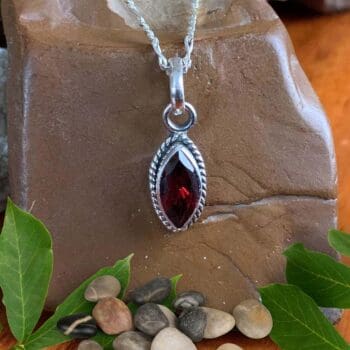an image of a Petite Marquise Garnet and Sterling Silver Pendant