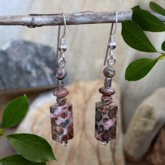 an image of a pair of Leopard Skin Tube and Beaded Earrings