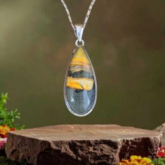 an image of a Teardrop Bumblebee Jasper and Sterling Silver Pendant