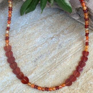 an image of a Carnelian Hearts Choker Necklace