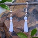an image of a pair of Smooth Teardrop Blue Lace Agate Dangle Earrings