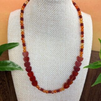 an image of a Carnelian Hearts Choker Necklace