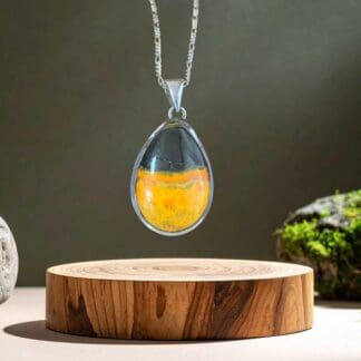 an image of a Bumblebee Jasper and Sterling Silver Pear Pendant