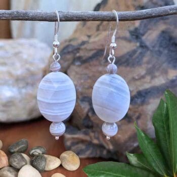 an image of a Faceted Oval Botswana Agate Beaded Earrings