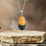 an image of a Sterling Silver and Oval Bumblebee Jasper Pendant