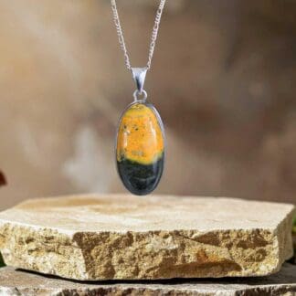 an image of a Sterling Silver and Oval Bumblebee Jasper Pendant